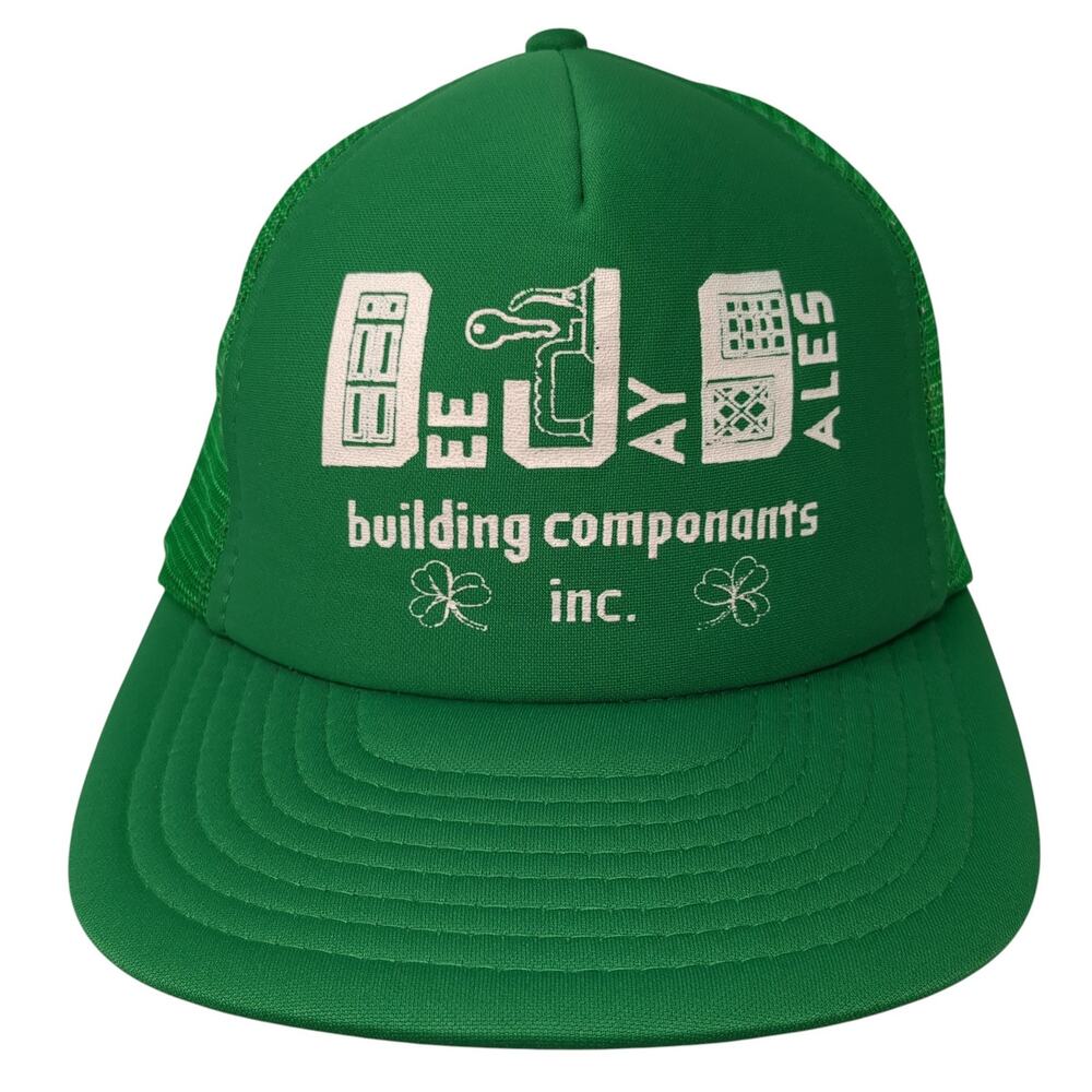 Building Componants Inc. Snapback Trucker Hat Green One Size Mesh Back Speedway